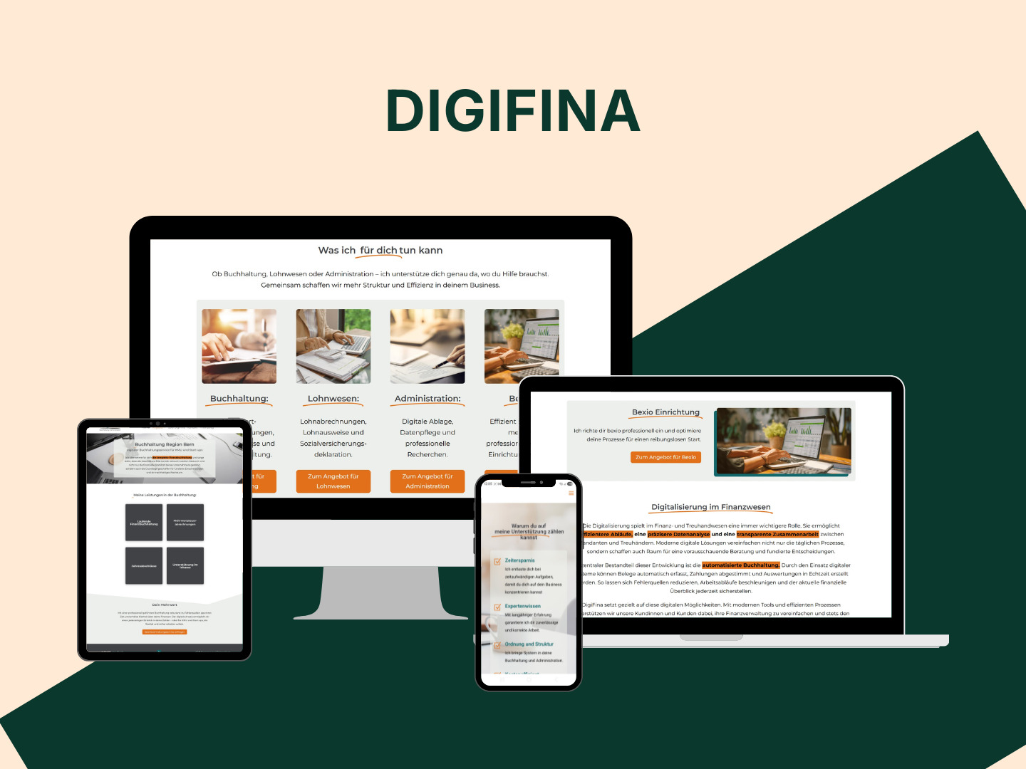 Some sections from the website project DigiFina
